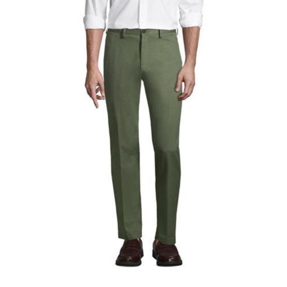 NWT LANDS' END MEN'S TAILORED FIT NO IRON CHINO PANTS VINTAGE BAYLEAF‎ 37
